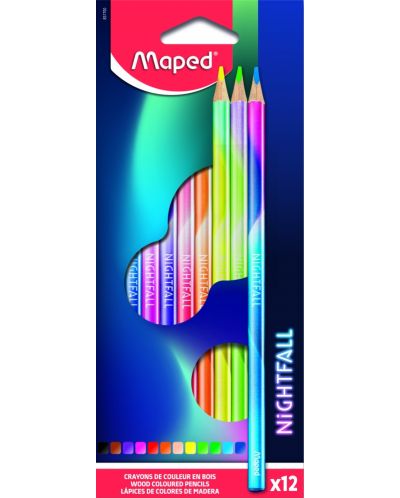 Цветни моливи Maped Nightfall - 12 цвята  - 1